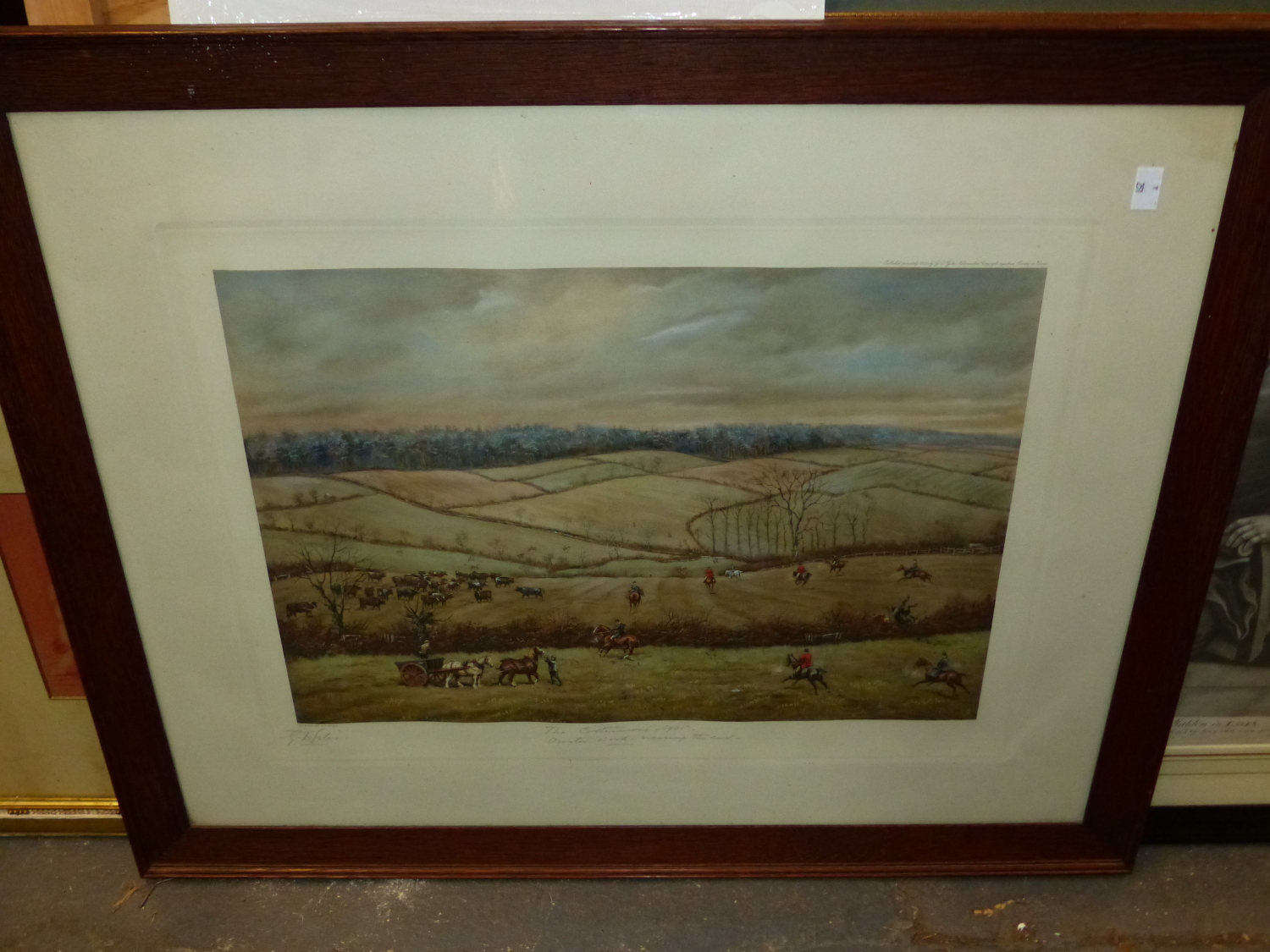 FOUR VINTAGE COLOUR HUNT PRINTS AFTER G. D. GILES, PENCIL SIGNED AND INSCRIBED. 57 x 72cms (4) - Image 2 of 17