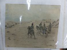FIFTEEN INK DRAWINGS COLOURED IN CRAYON OF FIGHTING IN THE CRIMEA, SOUTH AFRICA AND INDIA TOGETHER