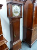 ISAAC HEWLETT, BRISTOL, AN 18th C. OAK LONG CASED CLOCK, THE SQUARE BRASS DIAL WITH SILVERED CHAPTER