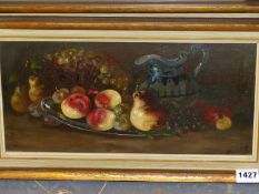 BOURNAY (19th/20th C.) PAIR OF STILL LIFES, SIGNED, OIL ON BOARD. 18 x 37cms (2)