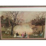 AFTER HELEN BRADLEY (1900-1979) OUR PICNIC, PENCIL SIGNED COLOUR PRINT. 43 x 60cms