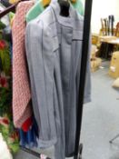 A FINK MODELL 36 WOOL DRESS WITH HERRING BONE DESIGN, A "JACKPOT" BLUE SCARF, A TRICOVILLE JUMPER,