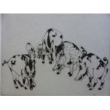 OROVIDA PISSARO (1893-1968) ARR. PIGS, PENCIL SIGNED ETCHING. 26 x 33cms UNFRAMED