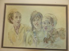 A SMALL GROUP OF UNFRAMED 20th C. SCHOOL PORTRAITS, VARIOUSLY SIGNED, SIZES VARY