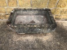 A CANTED SIDE STONE SINK 79 x 52 x 20cms. VIEWING FOR THIS ITEM IS BY APPOINTMENT ONLY, AND IS NOT