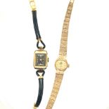A HALLMARKED 9ct GOLD VINTAGE LADIES ROTARY BRACELET WATCH WITH A LADDER CLASP, TOGETHER WITH