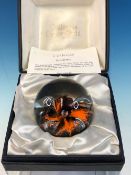 A CAITHNESS "MOONFLOWER" PAPER WEIGHT DESIGNED BY COLIN TERRIS- BOXED.