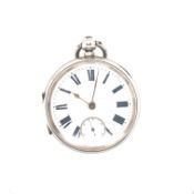 A HALLMARKED SILVER OPEN FACE POCKET WATCH, DATED 1899 CHESTER. CASE DIAMETER 50mm. WEIGHT 138grms.
