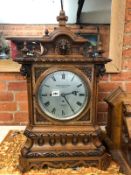 A 19th C. BARRAUD AND LUNDS GOTHIC STYLE OAK BRACKET CLOCK, THE THREE TRAIN FUSEE MOVEMENT