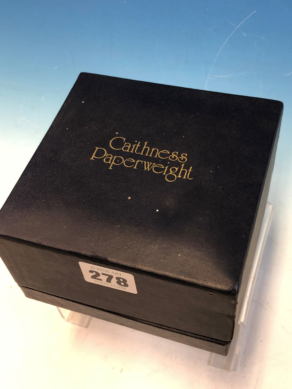 A CAITHNESS "MOONFLOWER" PAPER WEIGHT DESIGNED BY COLIN TERRIS- BOXED. - Image 7 of 7