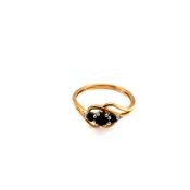 A HALLMARKED 9ct GOLD SAPPHIRE AND DIAMOND DRESS RING. FINGER SIZE P 1/2.WEIGHT 2.35grms.