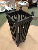 AN EARLY 20TH CENTURY OAK STICK STAND WITH SLATTED SIDES