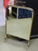 AN ART NOUVEAU BRASS FRAMED MIRROR FIRE SCREEN