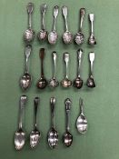 VARIOUS 18th, 19th CENTURY AND OTHER SILVER CONDIMENT AND TEA SPOONS INCLUDING A DUTCH SILVER