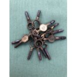 TWELVE VARIOUS POCKET WATCH KEYS