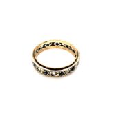 A VINTAGE 9ct HALLMARKED GOLD STONE SET FULL ETERNITY RING. FINGER SIZE T 1./2. WEIGHT 4.02grms.