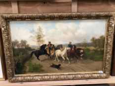 SMITH 19th C. SCHOOL. THE HORSEMAN, SIGNED, OIL ON CANVAS. 47 x 80cms