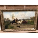 SMITH 19th C. SCHOOL. THE HORSEMAN, SIGNED, OIL ON CANVAS. 47 x 80cms