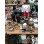 ELECTROPLATE, WOOD CARVINGS, A CLOCK, A BRASS BOOT REMOVER, CASED DRINKING GLASSES, ETC.