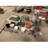 VARIOUS PLANT POTS, BIRD BATHS ETC.