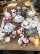 A PAIR OF CHINESE BLUE AND WHITE VASES TOGETHER WITH VARIOUS ENGLISH TEA AND COFFEE WARES