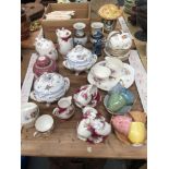 A PAIR OF CHINESE BLUE AND WHITE VASES TOGETHER WITH VARIOUS ENGLISH TEA AND COFFEE WARES