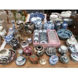 A COLLECTION OF MISCELLANEOUS ORIENTAL CERAMICS AND AN ELECTROPLATE FOUR VASE TABLE CENTREPIECE