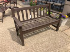 A TEAK GARDEN BENCH.