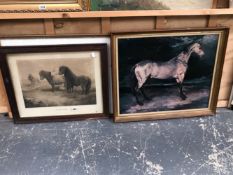 FOUR DECORATIVE PRINTS OF CATTLE AND HORSES AFTER VARIOUS HANDS SIZES VARY.