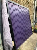 A HORMAN STEEL GARAGE DOOR, CANOPY STYLE, COMPLETE WITH FRAME IN WORKING ORDER. H 210CMS W 210CMS