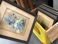 A GROUP OF SIX LATE 19th C. LANDSCAPE AND FLORAL STILL LIFE WATERCOLOURS BY DIFFERENT HANDS (6)