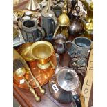 A RETRO COPPER BROTHERS TEA SET, AND VARIOUS METAL WARES.