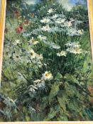 20th C. CONTINENTAL SCHOOL. MEADOW FLOWERS, SIGNED INDISTINCTLY, OIL ON BOARD. 94 x 64cms