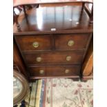 A 19th C. MAHOGANY CHEST OF TWO SHORT AND TWO LONG DRAWERS ON BRACKET FEET. W 62 x D 45 x H 76cms.