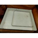 TWO LARGE ENAMELLED PHOTOGRAPHIC DEVELOPING TRAYS AND ONE OTHER.