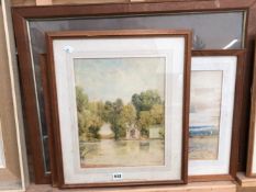 JOHN FULLWOOD, 19th/20th C. BOATING ON THE RIVER, SIGNED, WATERCOLOUR, 36 x 28cms, TOGETHER WITH TWO