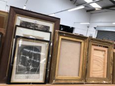 TWO VINTAGE GILT PICTURE FRAMES TOGETHER WITH ANTIQUE AND LATER PRINTS