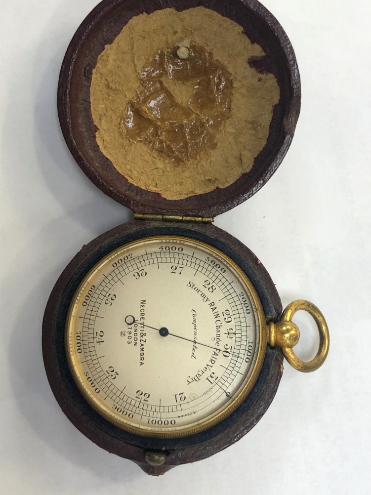 A NEGRETTI AND ZAMBRA POCKET BAROMETER IN LEATHER CASE. - Image 2 of 3