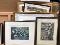 GROUP OF VINTAGE AND LATER PICTURES OF DOGS AND WILDLIFE INCLUDING PENCIL SIGNED LIMITED EDITION