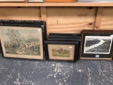 A GROUP OF ANTIQUE AND LATER SPORTING PRINTS, TOGETHER WITH TWO WILDLIFE PRINTS AFTER DAVID BINNS,