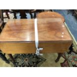 A 19th C. MAHOGANY PEMBROKE TABLE ON TURNED LEGS WITH CASTER FEET