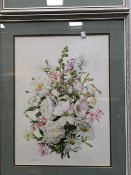 D. GLADSTONE 20th C. SCHOOL. SUMMER FLOWERS, SIGNED, WATERCOLOUR. TOGETHER WITH A COMPANION PIECE.