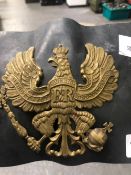 A 19th C. FREDERICK REX BRASS PICKELHAUBE HELMET BADGE