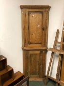 TWO ANTIQUE PINE CORNER CABINETS.