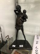 MARIE L SMITH, HER 2001 BRONZE FIGURE VICTIMS - ETHIOPIA, 10/12 WITH SIGNED CERTIFICATE. H 36cms.