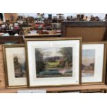 THREE 19tH/20th C. LANDSCAPE WATERCOLOURS. ONE SIGNED INDISTINCTLY. LARGEST 39 x 49cms (3)