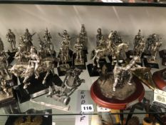 A COLLECTION OF ENGLISH MINIATURE SILVER PLATED SOLDIERS FROM VARIOUS NAMED REGIMENTS AND IN VARIOUS