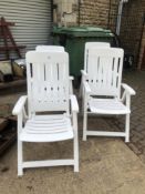 FOUR MATCHING PLASTIC GARDEN LOUNGERS