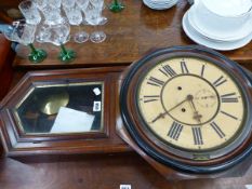 A LATE 19th C. MAHOGANY CASED WALL CLOCK WITH SUBSIDIARY SECONDS AND STRIKE