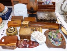 VARIOUS WOODEN TRINKET BOXES ETC.